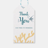 Kleurtrend onder het Baby shower Zee Dank u wel Cadeaulabel (Voorkant)