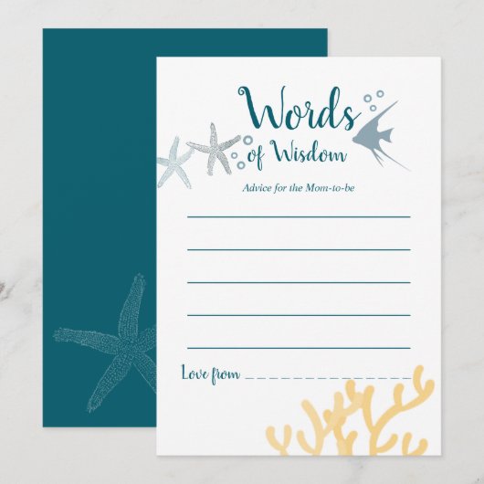 Kleurtrend onder Zee Baby shower Mam Advice Kaart (Voorkant / Achterkant)