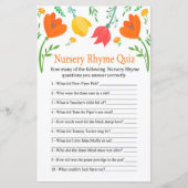 Kleurtulpen Nursery Rhyme Quiz baby shower game (Voorkant)