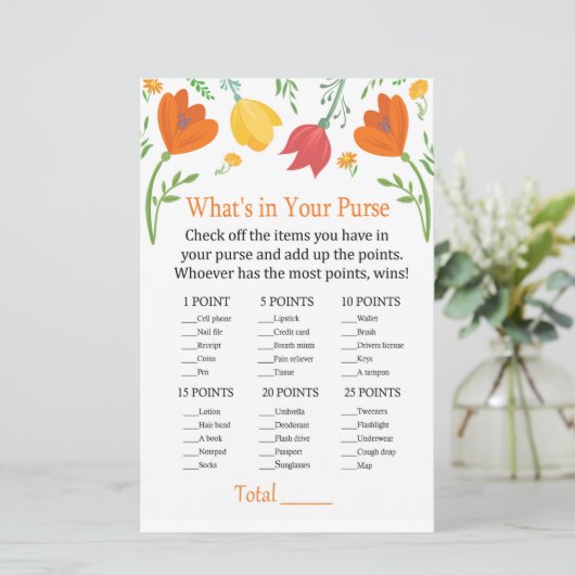 Kleurtulpen Wat zit er in je handtas? (Staand voorkant)