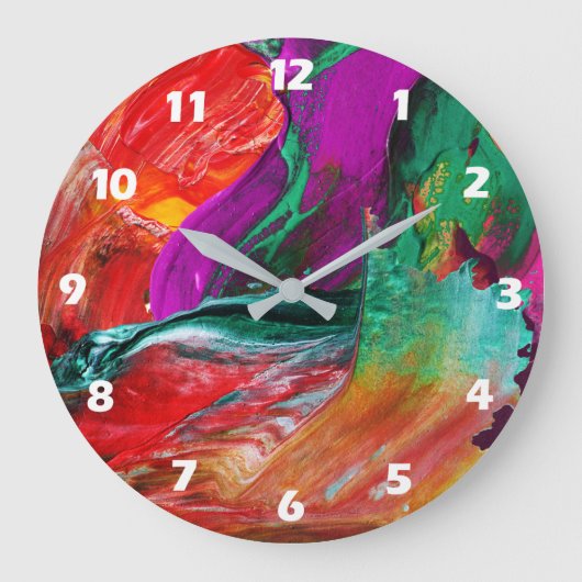 Kleuruitbarsting Abstracte Kunst Wandklok (Voorkant)