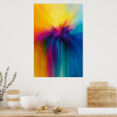 Kleuruitbarsting Cascade Abstracte Explosie Poster (Keuken)