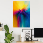 Kleuruitbarsting Cascade Abstracte Explosie Poster (Thuiskantoor)