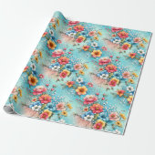 Kleuruitbarsting tuin cadeaupapier (Uitgerold)