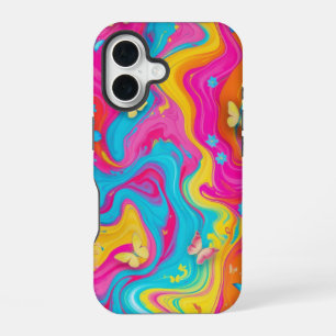 Kleuruitbarsting Vlinder Marmer Hoestebeschermer iPhone 16 Hoesje