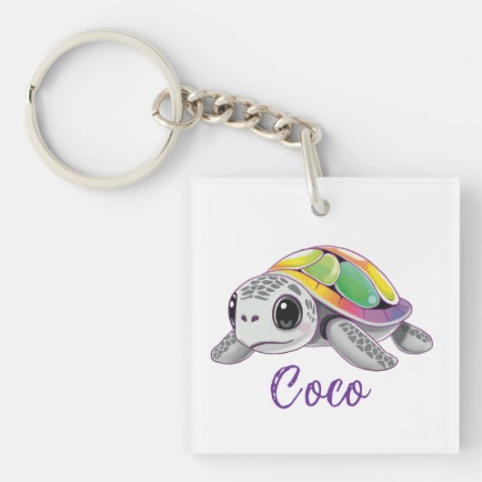 Kleuruitbarsting Zeeschildpad Sleutelhanger (voorkant)