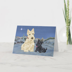 Kleurvariant Wheaten Scottie en Puppy Kerst Feestdagen Kaart