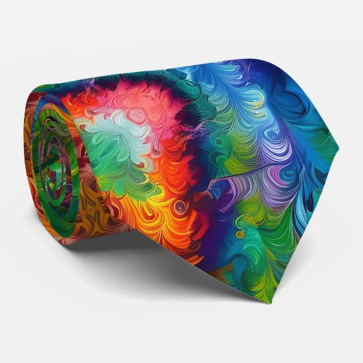 Kleurverf abstract stropdas (Opgerold)