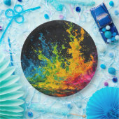 Kleurverf plastic papieren bordje (Feest)