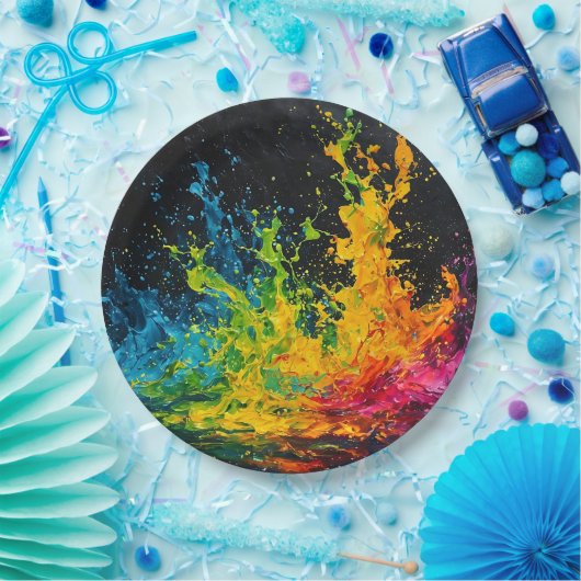 Kleurverf plastic papieren bordje (Feest)