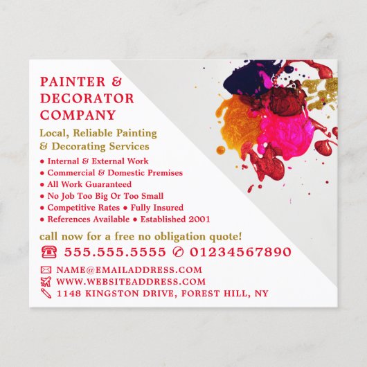 Kleurverf plastic, schilder en decorator flyer (Voorkant)