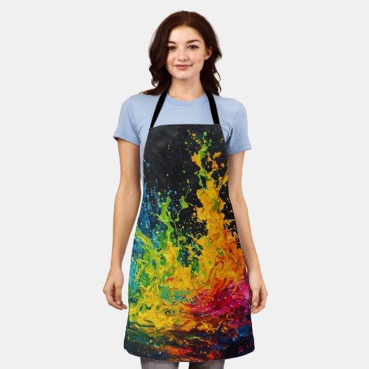 Kleurverf plastic schort (Gedragen)