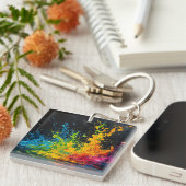 Kleurverf plastic sleutelhanger (Voorkant Rechts)