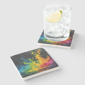 Kleurverf plastic stenen onderzetter (Zijkant)