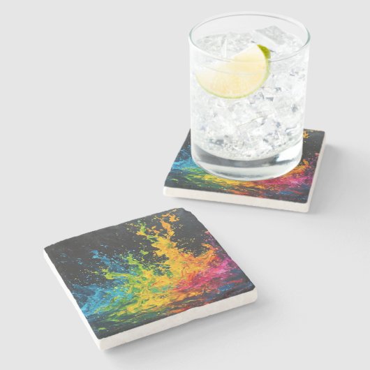 Kleurverf plastic stenen onderzetter (Zijkant)