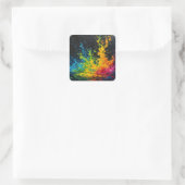 Kleurverf plastic vierkante sticker (Tas)