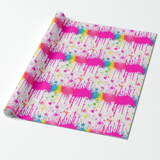 Kleurverf Splatter Cadeaupapier (Uitgerold)