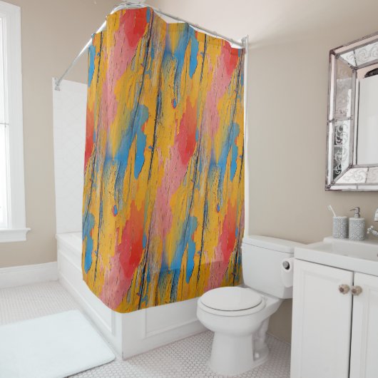 Kleurverf Splatter Douchegordijn (In situ)
