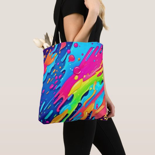 Kleurverf Splatter Tote Bag (Dichtbij)