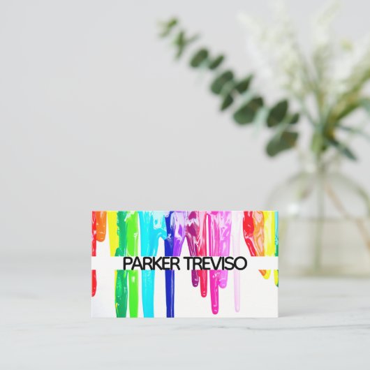 Kleurverf Splatter Visitekaartje (Staand voorkant)