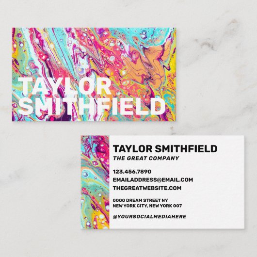 Kleurverf Splatter Visitekaartje (Voorkant / Achterkant)