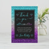 Kleurverloop Glitter Regenboog Sweet 16 Bedankkaart (Staand voorkant)