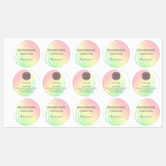 Kleurverloop Ombre Business Logo Aangepast merk Labels (Vel)