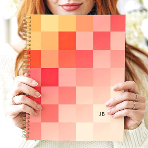 Kleurverloop Roze Schachboard Monogram met Vet Let Planner