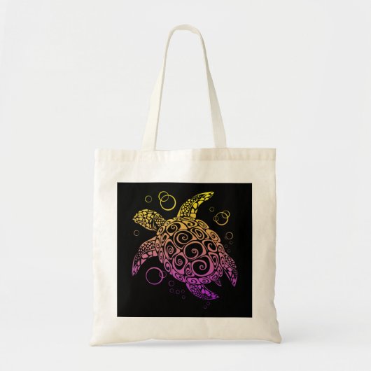 Kleurverloop Zee Schildpad Tekening, Zee Schildpad Tote Bag (Voorkant)