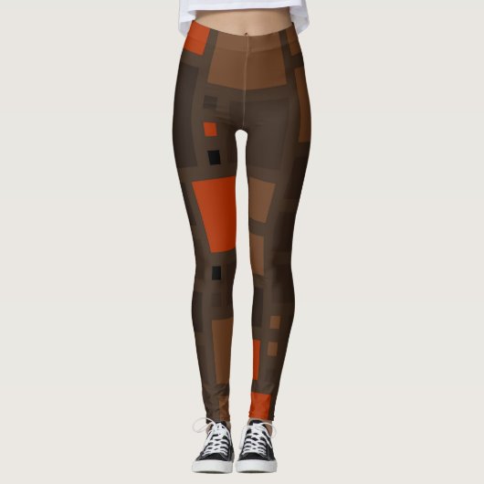 Kleurvierkantspatroon Retro Leggings (Voorkant)