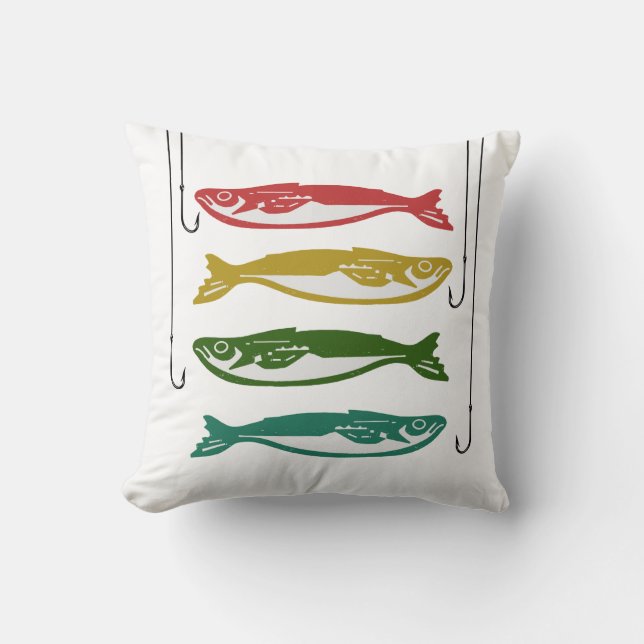 Kleurvis met vishaken kussen (Voorkant)