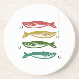 Kleurvis met vishaken zandsteen onderzetter