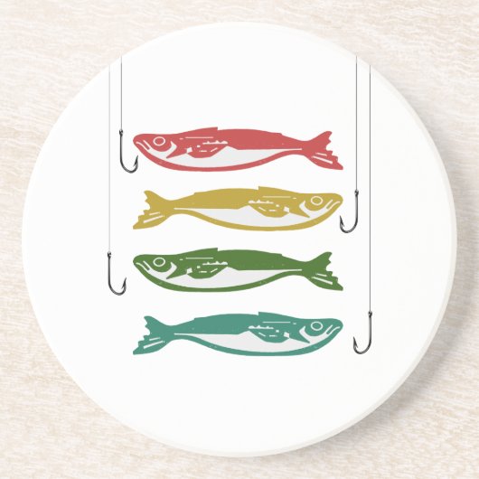 Kleurvis met vishaken zandsteen onderzetter (Voorkant)