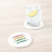 Kleurvis met vishaken zandsteen onderzetter (Zijkant)