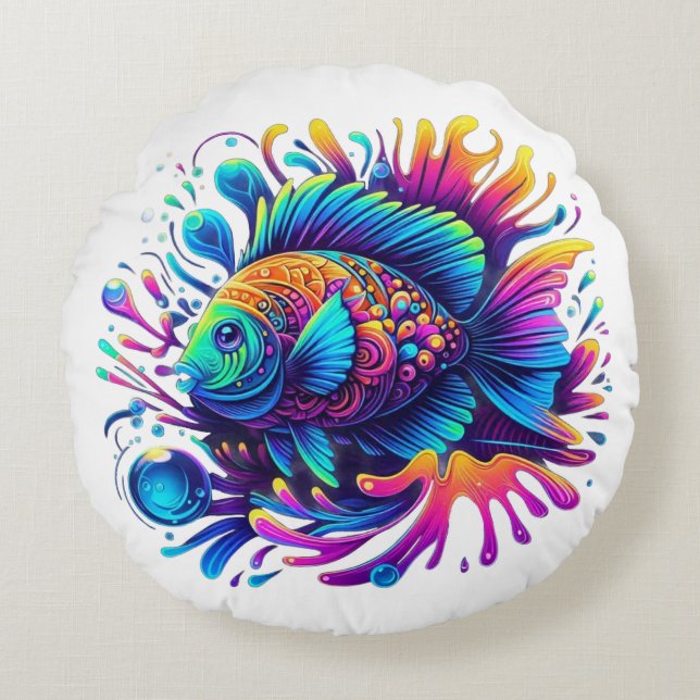 Kleurvis Rond Kussen (Voorkant)