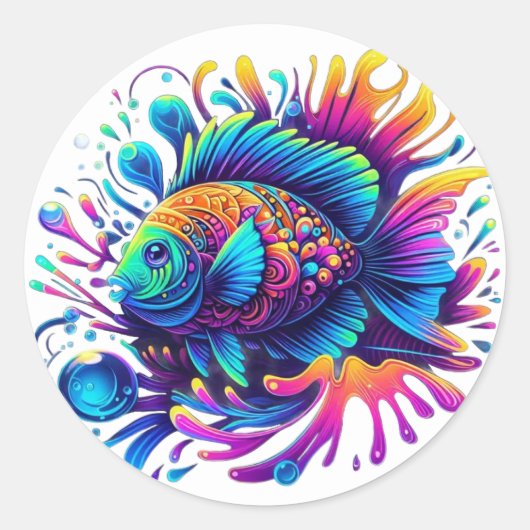 Kleurvis Ronde Sticker (Voorkant)