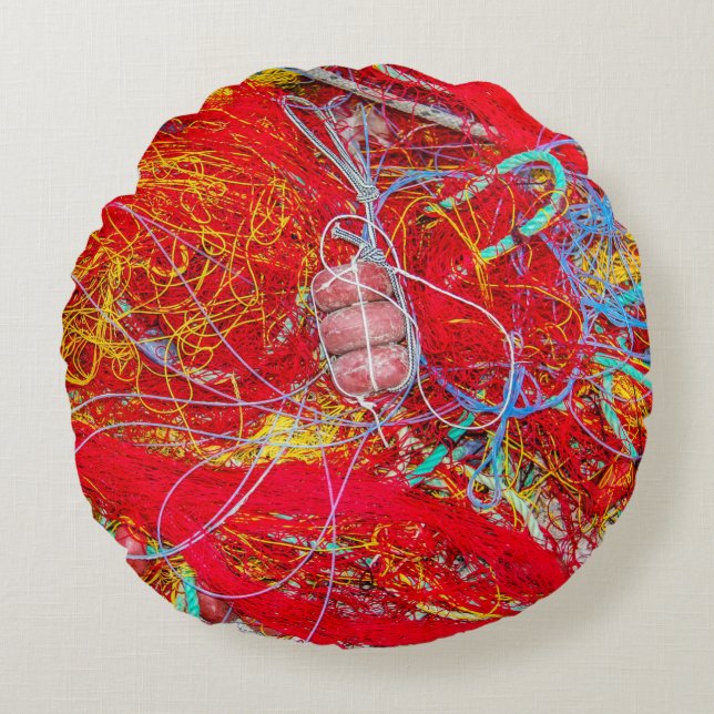 Kleurvisnetten Rond Kussen (Voorkant)