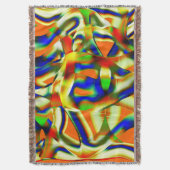 Kleurvlakken op gebogen beige stroken deken (Voorkant Verticaal)