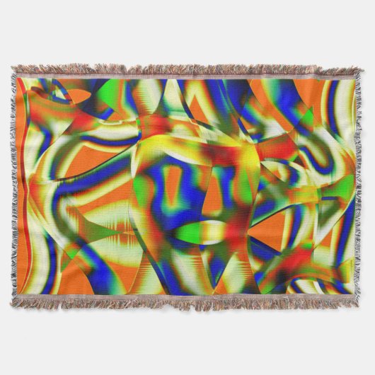 Kleurvlakken op gebogen beige stroken deken (Voorkant)