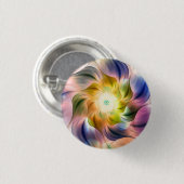 Kleurvlam Fractal Flower Ronde Button 3,2 Cm (Voorkant /achterkant)