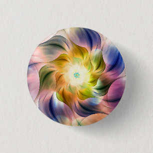 Kleurvlam Fractal Flower Ronde Button 3,2 Cm