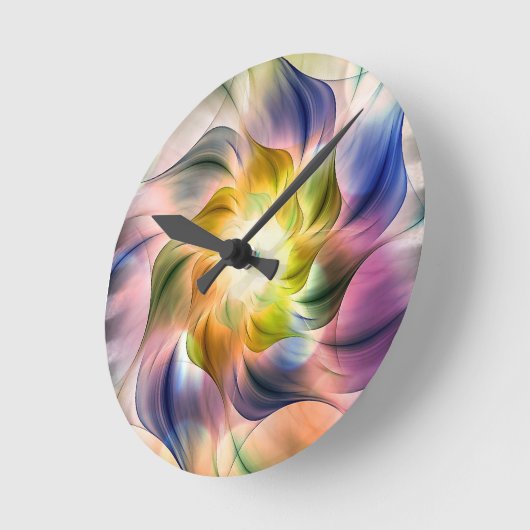 Kleurvlam Fractal Flower Ronde Klok (Hoek)