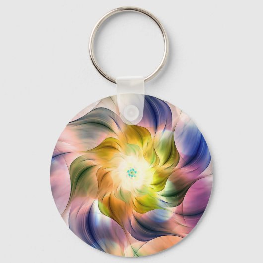 Kleurvlam Fractal Flower Sleutelhanger (Voorkant)