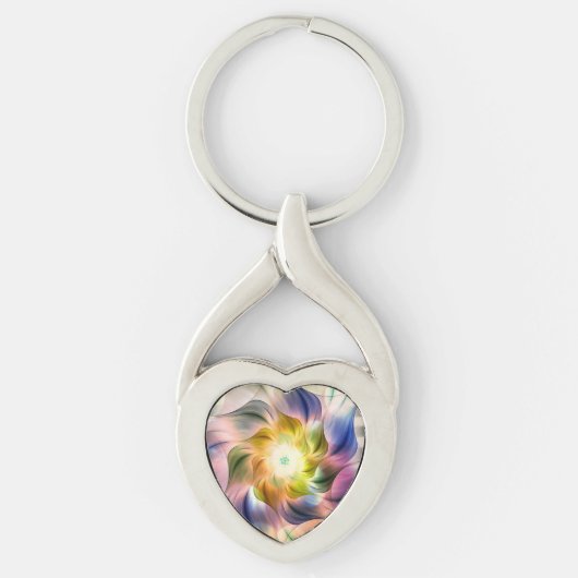 Kleurvlam Fractal Flower Sleutelhanger (Voorkant)