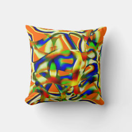 Kleurvlekken op gebogen groenbeige strepen kussen