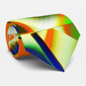 Kleurvlekken op gebogen groenbeige strepen stropdas (Opgerold)