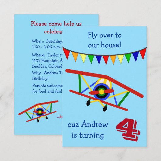 Kleurvlieger kinderen Birthday Kaart (Voorkant / Achterkant)