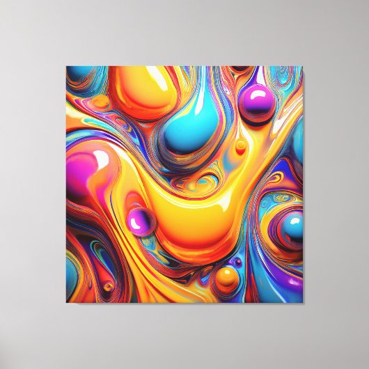 Kleurvloeistofbelletjes Canvas Afdruk (Voorkant)