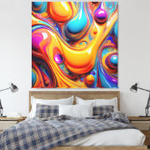 Kleurvloeistofbelletjes Canvas Afdruk (Insitu (Slaapkamer))