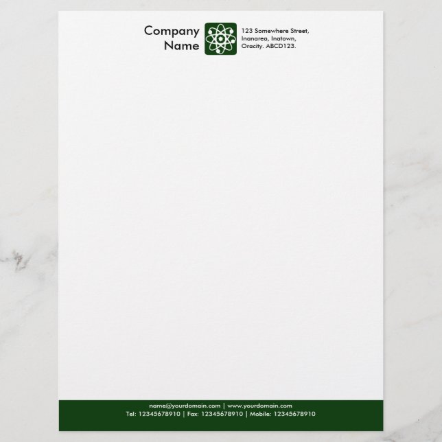 Kleurvoettekst - Donkergroen Custom Briefhoofd (Voorkant)